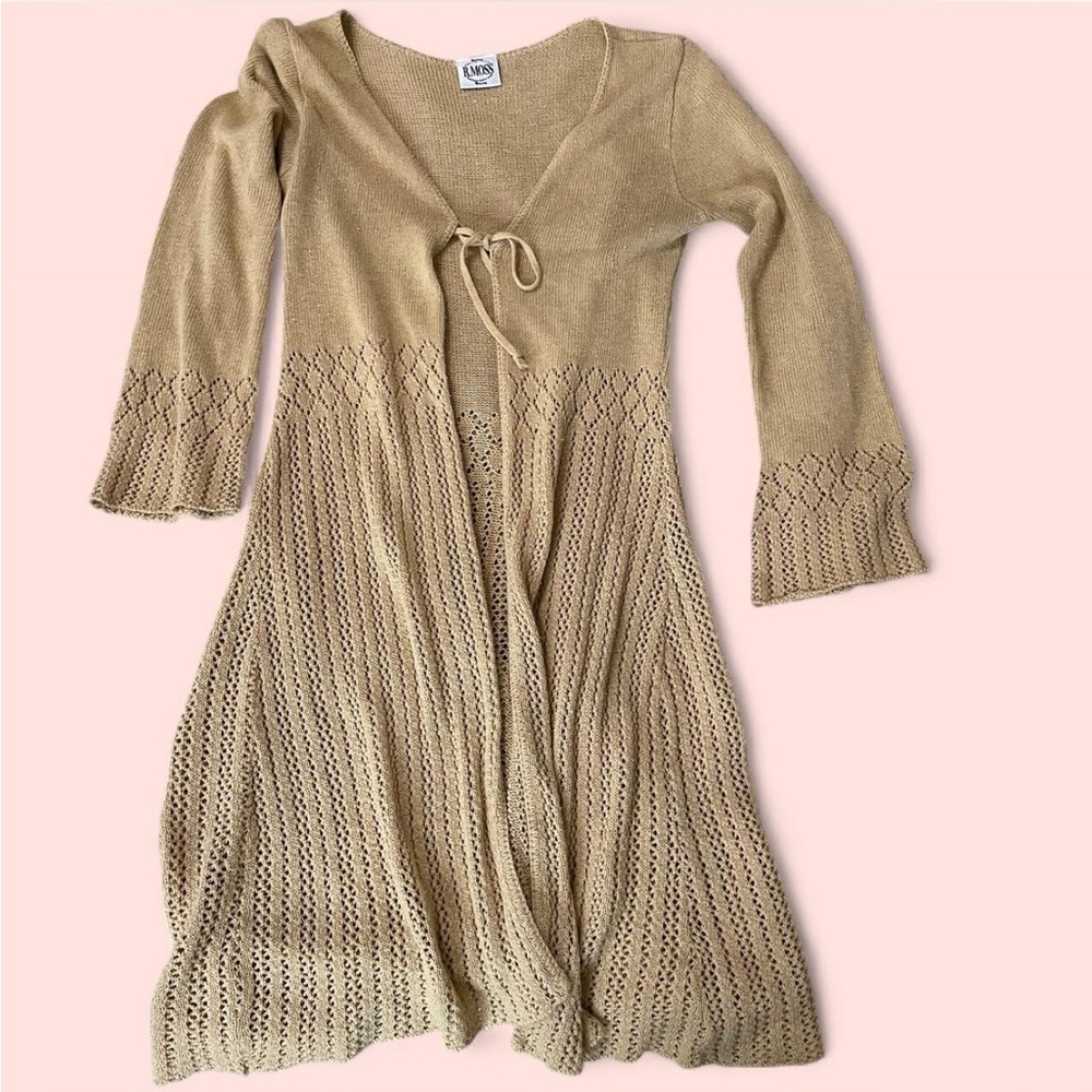 Vintage B.Moss Bell Sleeve Boho Knit Cardigan Duster